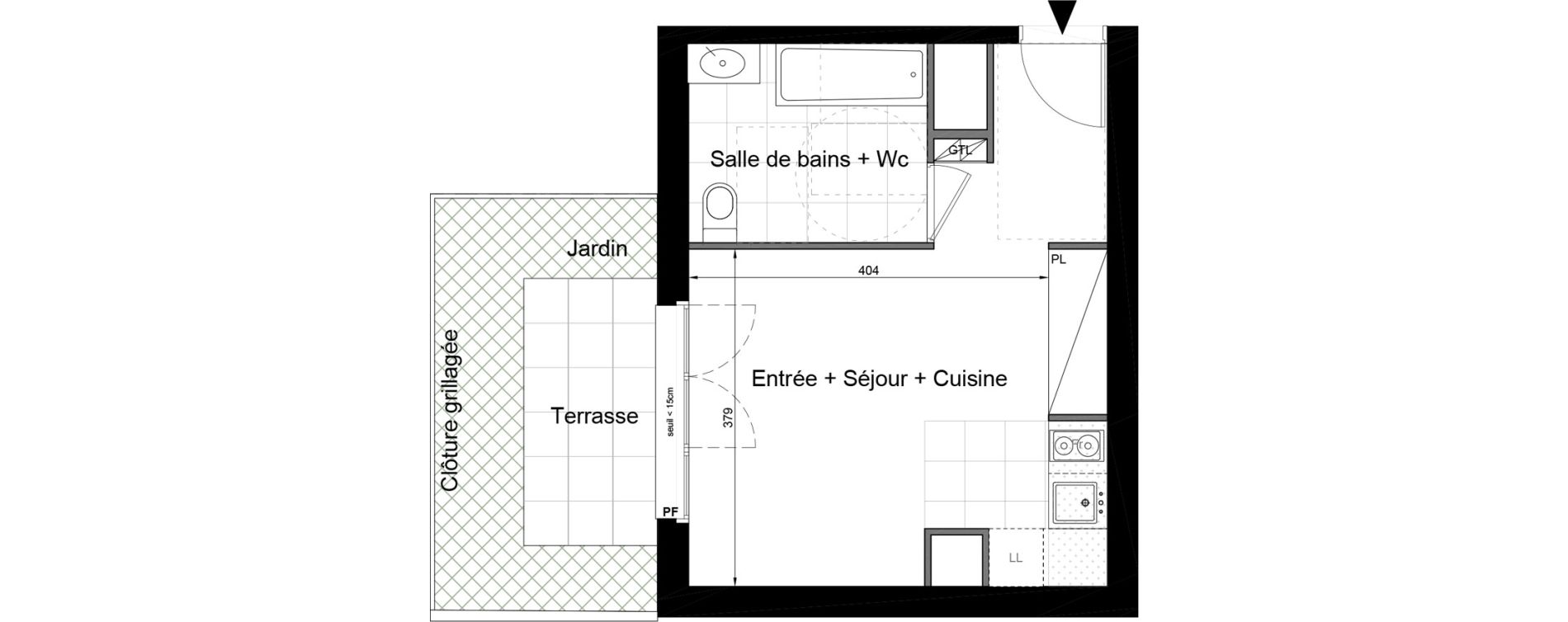 Appartement T1 de 26,90 m2 au Blanc-Mesnil Avenue du 8 mai