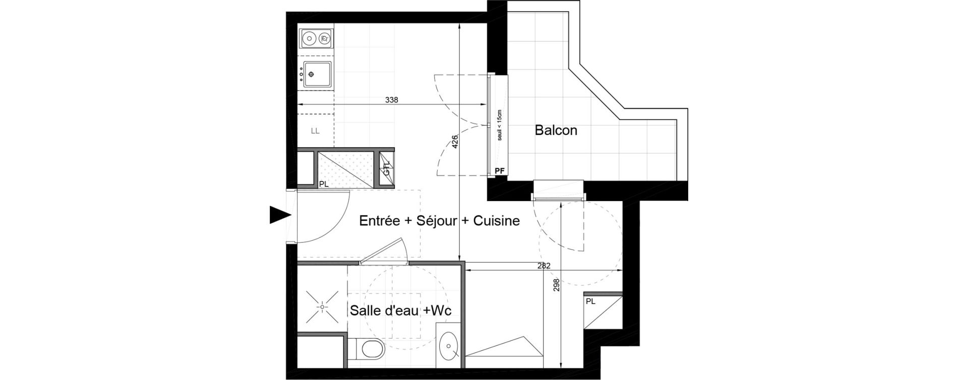 Appartement T1 de 26,20 m2 au Blanc-Mesnil Avenue du 8 mai