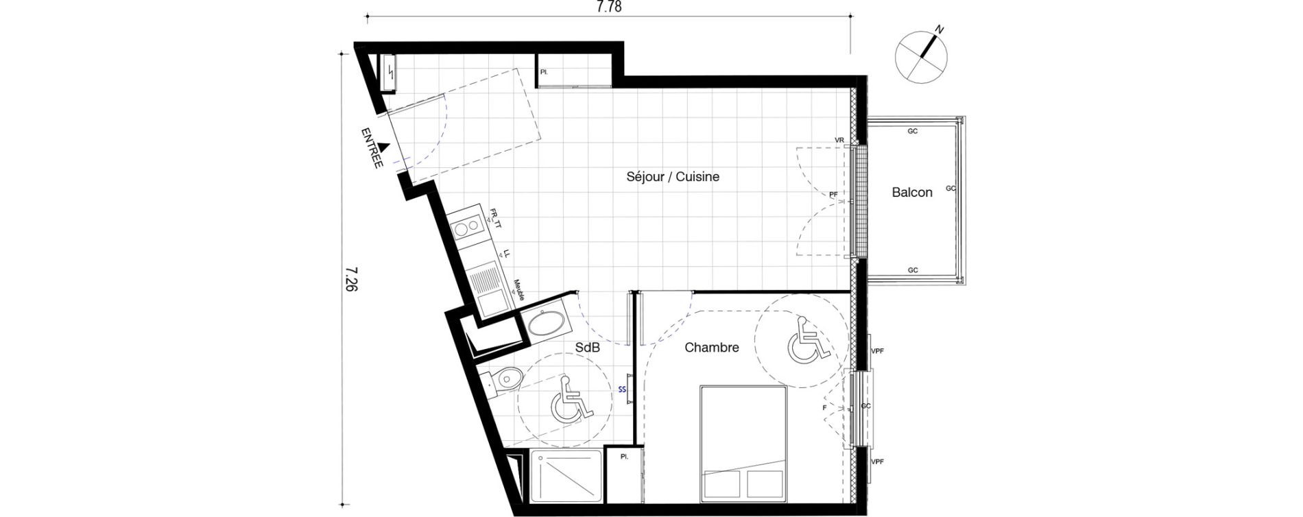 Appartement T2 de 43,01 m2 au Blanc-Mesnil Centre
