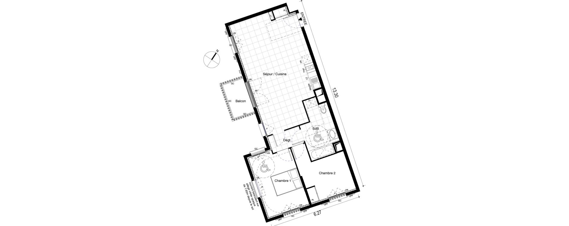 Appartement T3 de 65,54 m2 au Blanc-Mesnil Centre