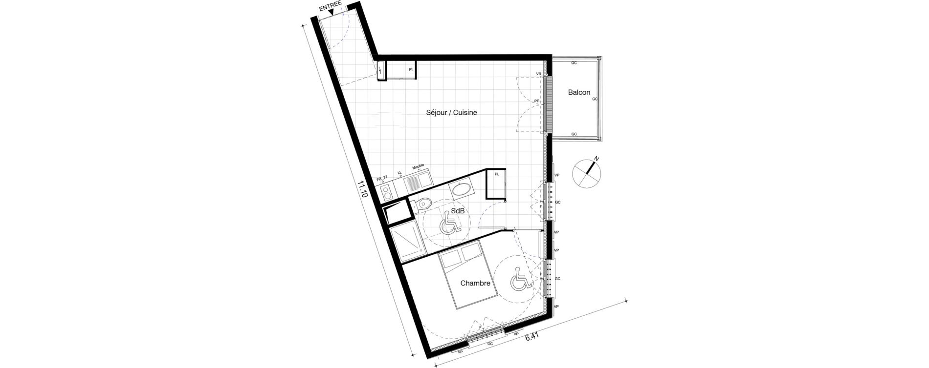 Appartement T2 de 46,44 m2 au Blanc-Mesnil Centre