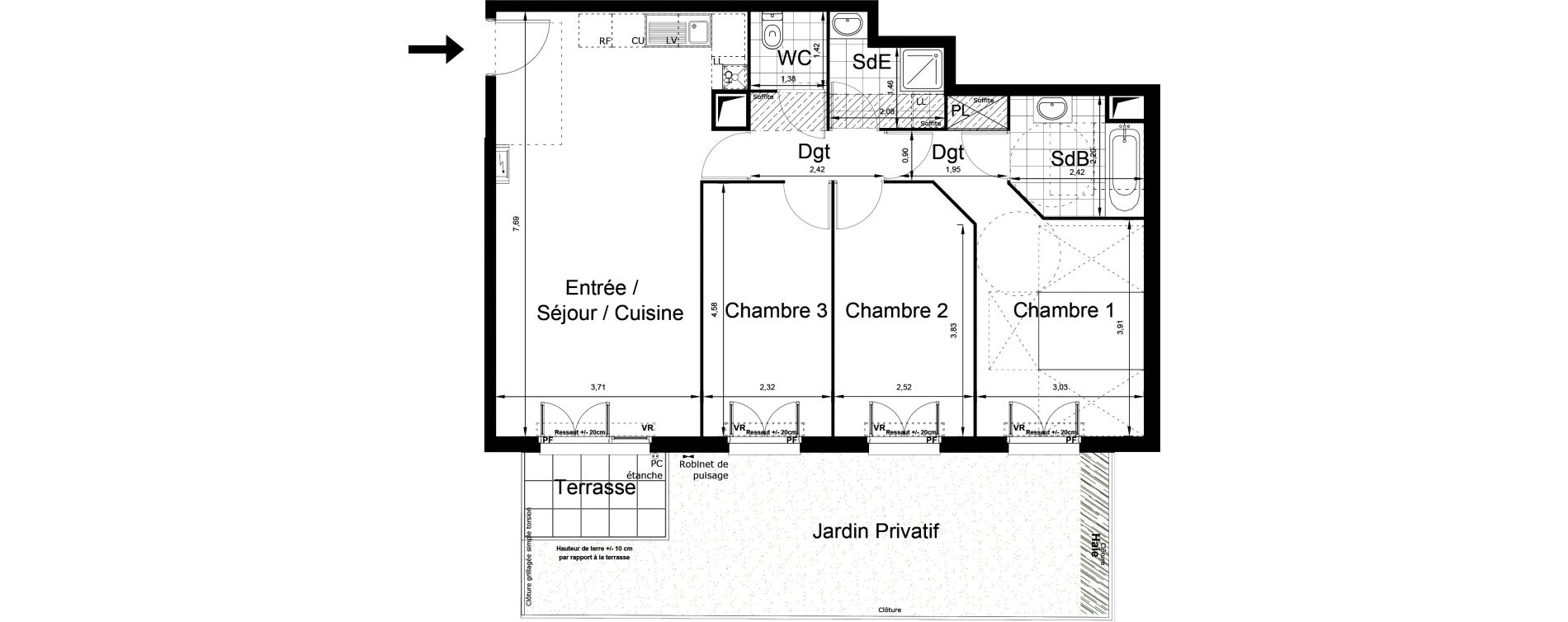 Appartement T4 de 81,12 m2 au Blanc-Mesnil Centre