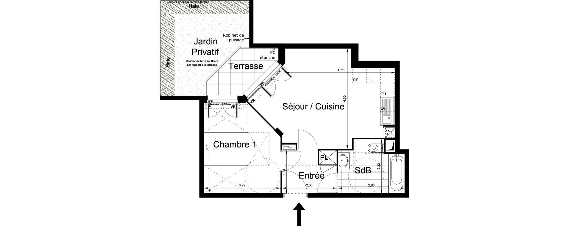 Appartement T2 de 42,07 m2 au Blanc-Mesnil Centre