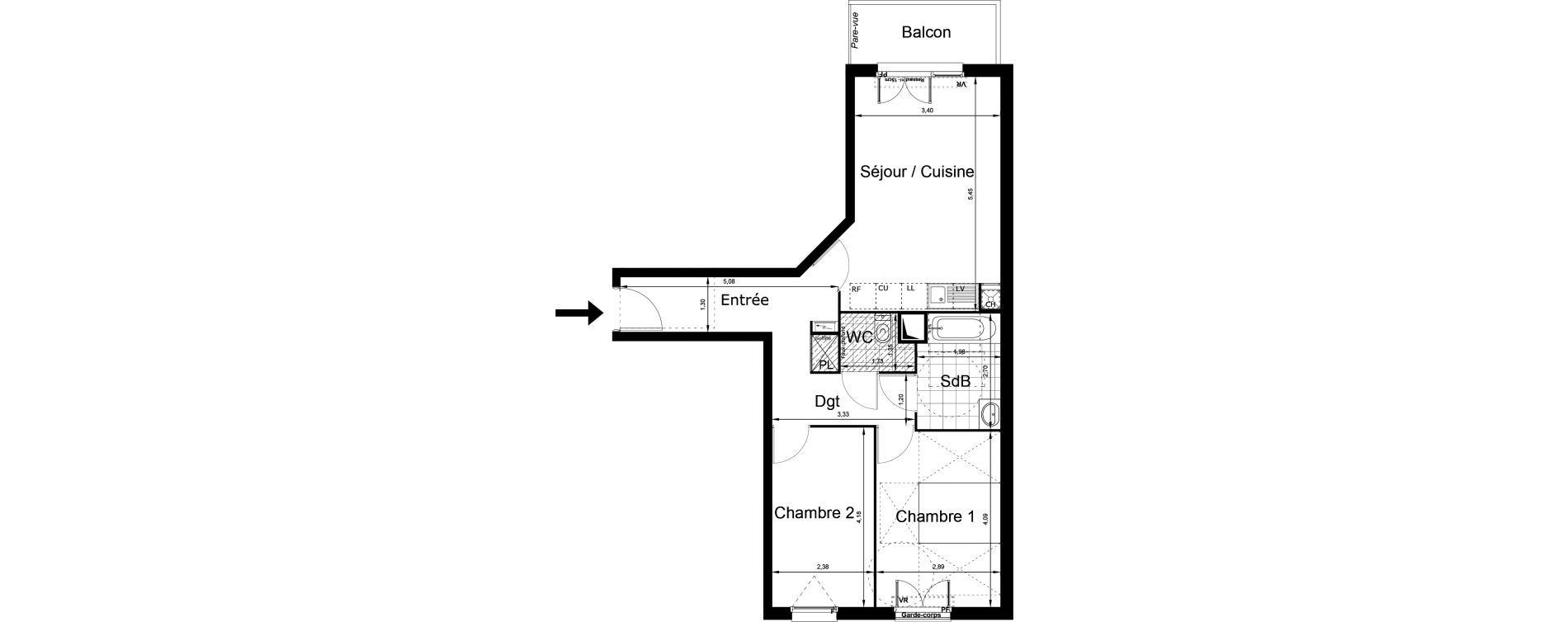 Appartement T3 de 60,37 m2 au Blanc-Mesnil Centre