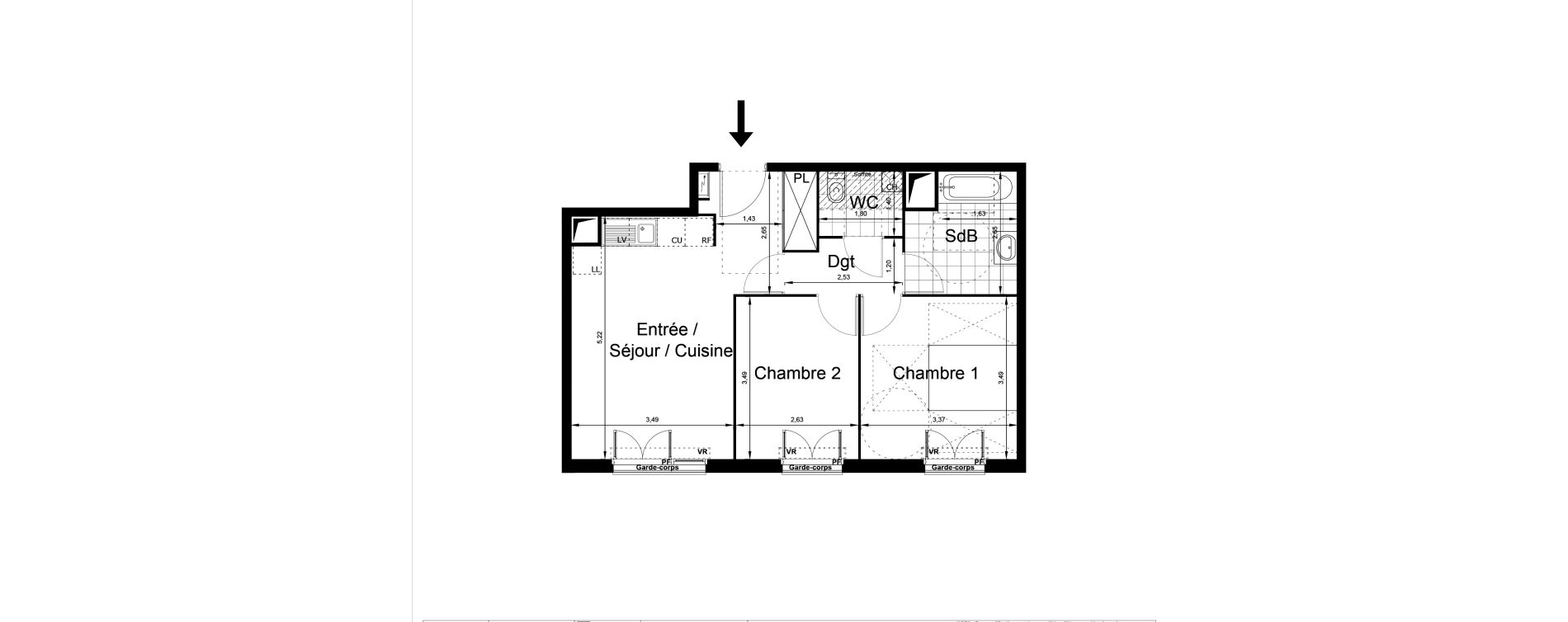 Appartement T3 de 54,59 m2 au Blanc-Mesnil Centre