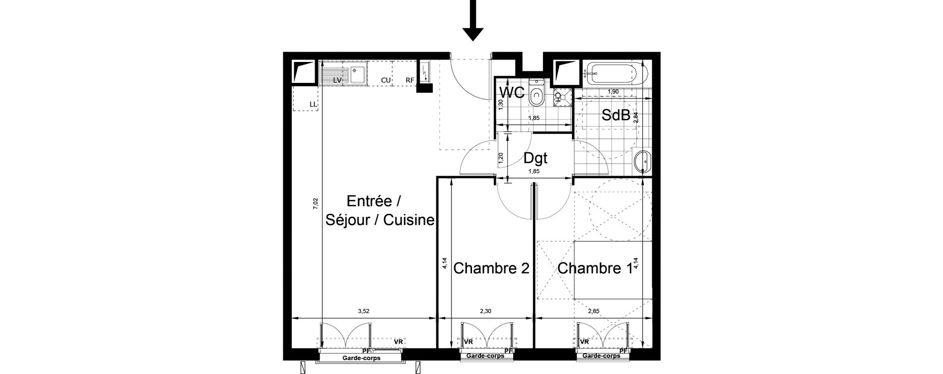 Appartement T3 de 58,95 m2 au Blanc-Mesnil Centre