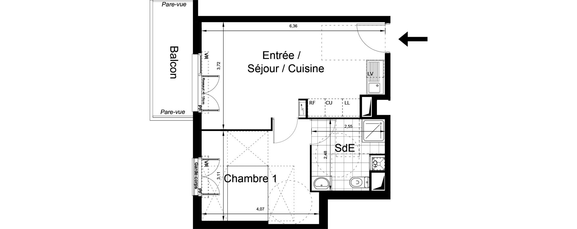 Appartement T2 de 39,79 m2 au Blanc-Mesnil Centre
