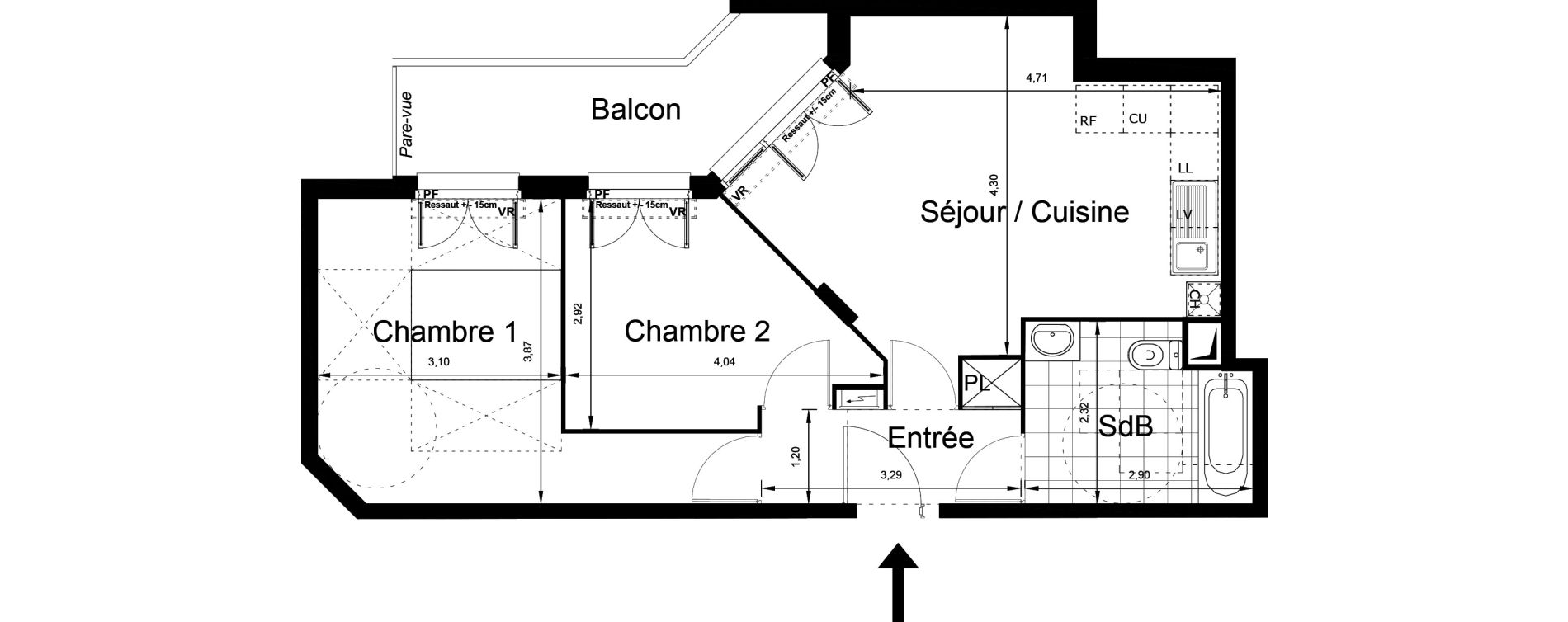 Appartement T3 de 54,23 m2 au Blanc-Mesnil Centre
