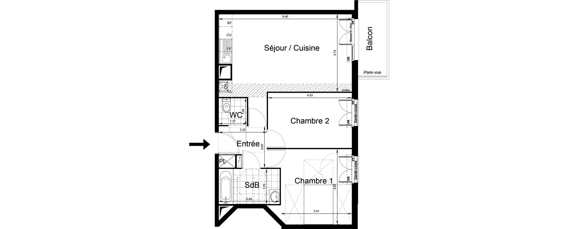 Appartement T3 de 60,33 m2 au Blanc-Mesnil Centre