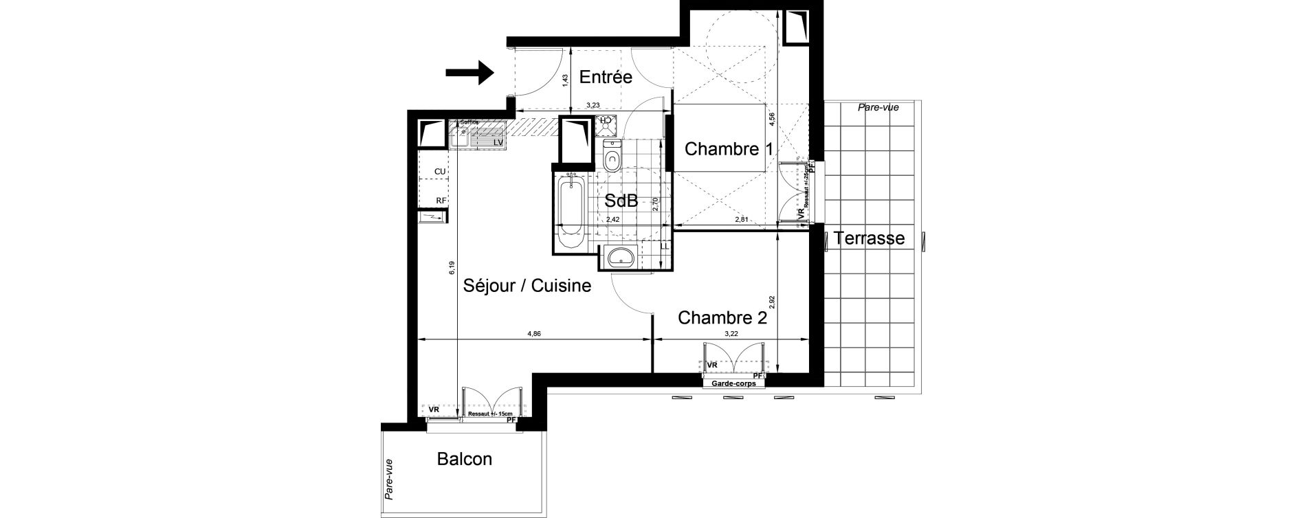 Appartement T3 de 53,22 m2 au Blanc-Mesnil Centre