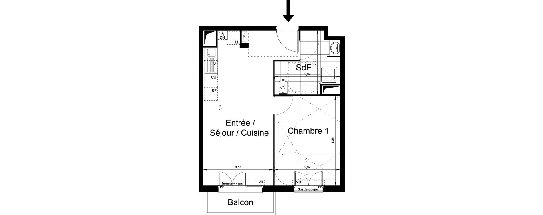 Appartement T2 de 41,31 m2 au Blanc-Mesnil Centre