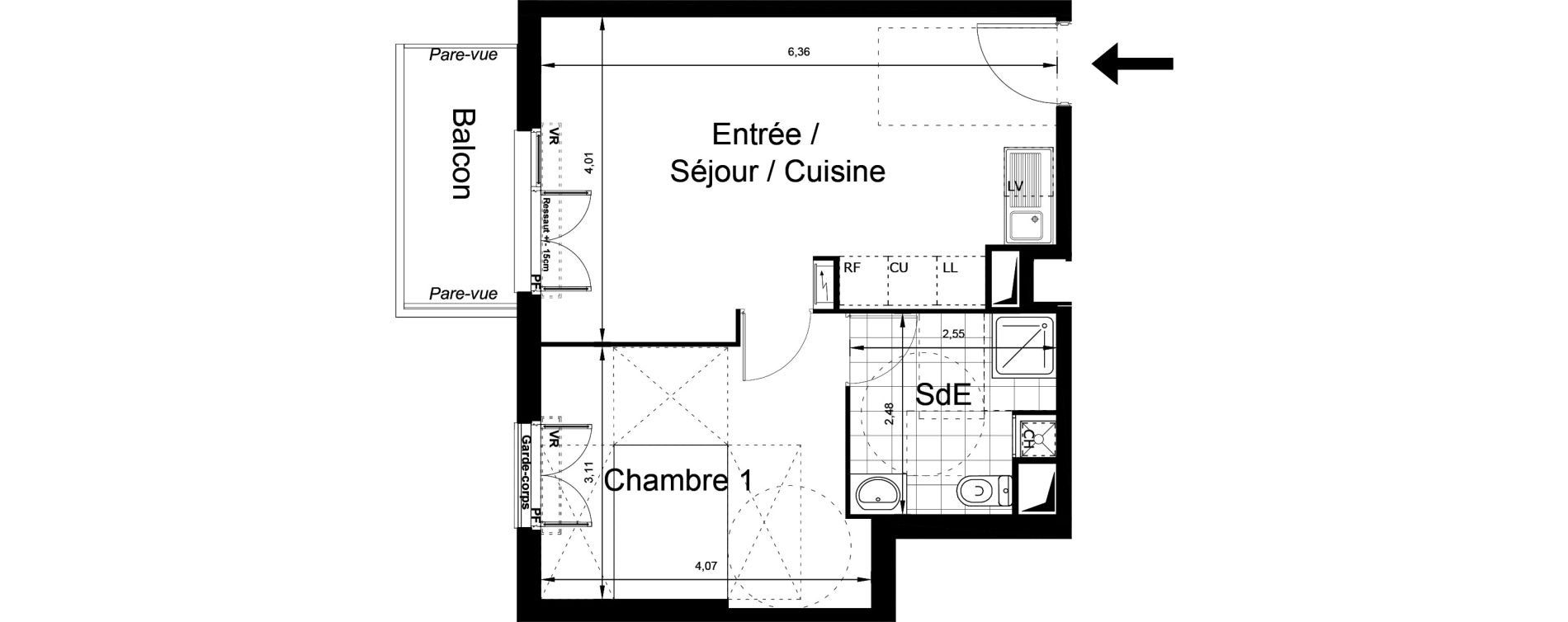 Appartement T2 de 41,64 m2 au Blanc-Mesnil Centre