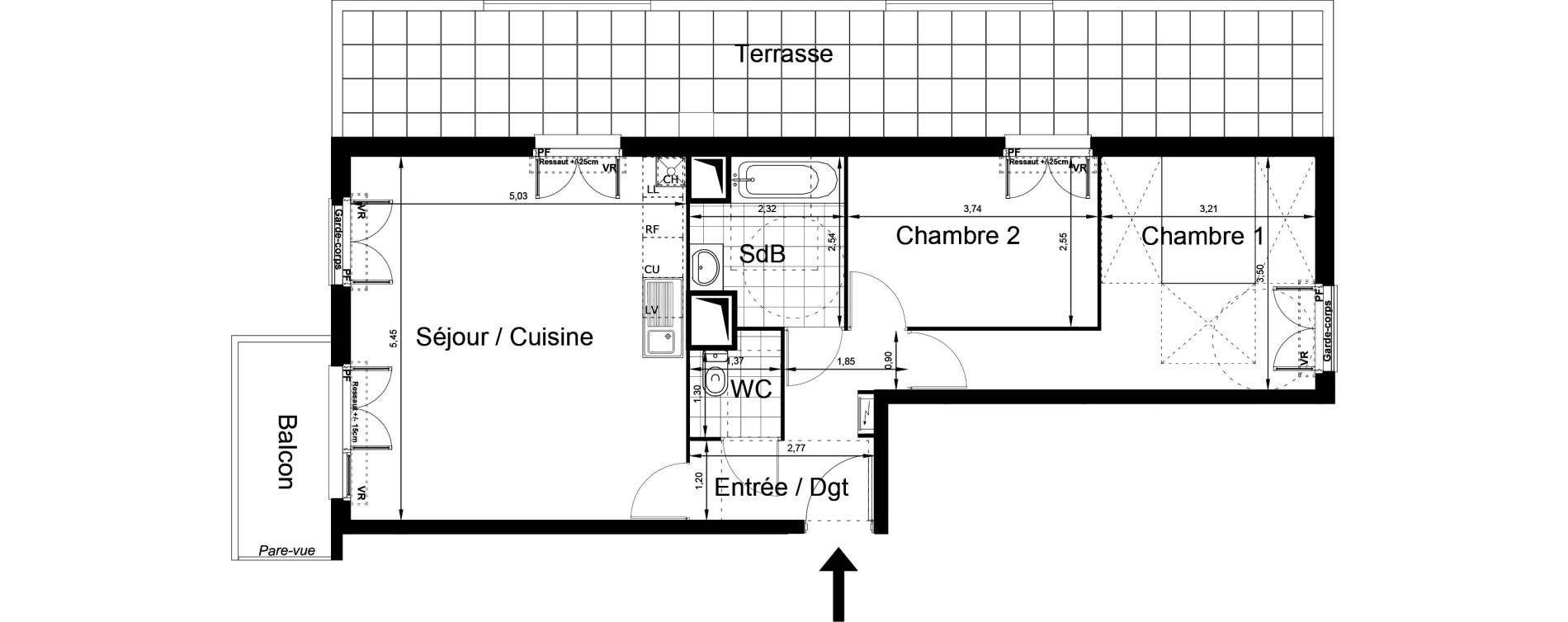 Appartement T3 de 63,70 m2 au Blanc-Mesnil Centre