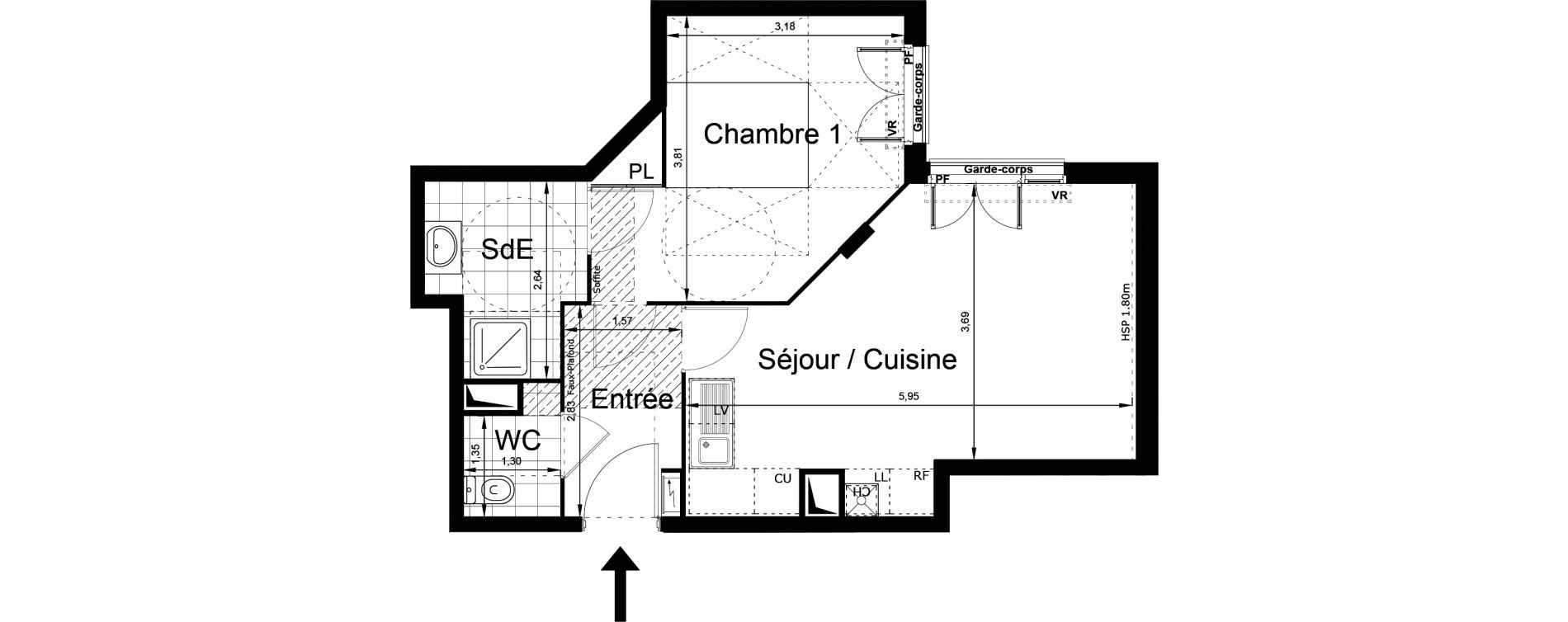 Appartement T2 de 44,45 m2 au Blanc-Mesnil Centre