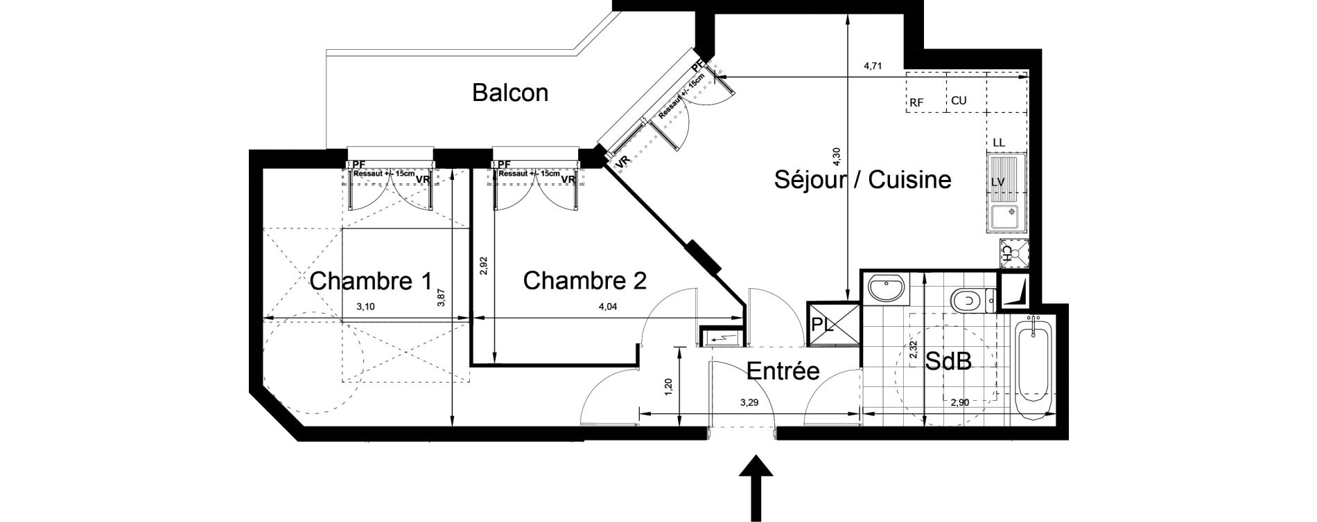 Appartement T3 de 54,23 m2 au Blanc-Mesnil Centre