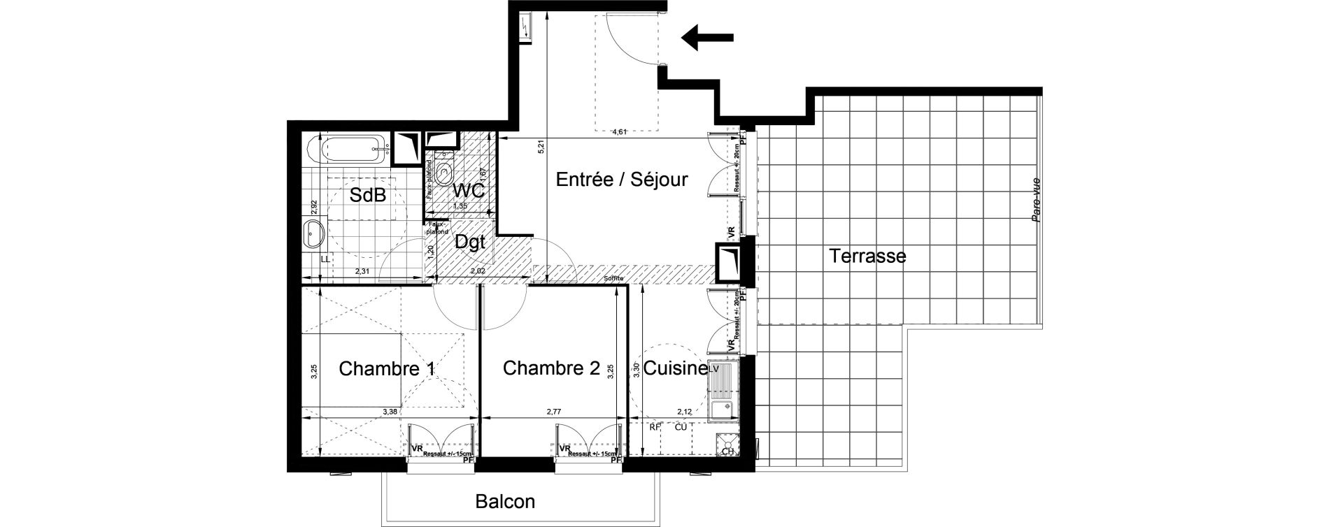 Appartement T3 de 56,89 m2 au Blanc-Mesnil Centre