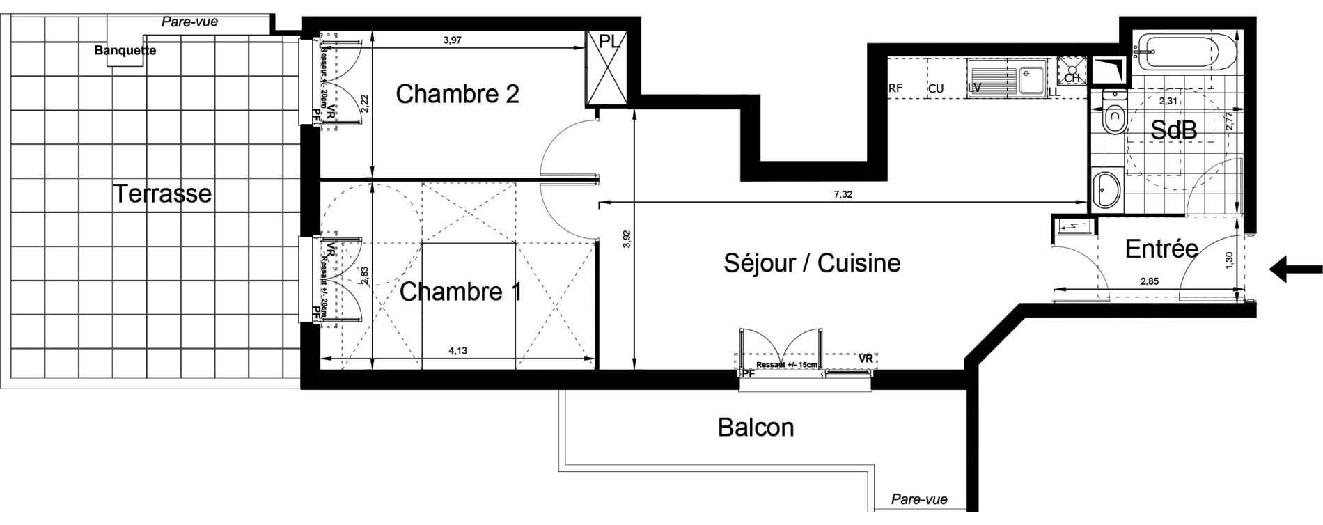 Appartement T3 de 57,22 m2 au Blanc-Mesnil Centre