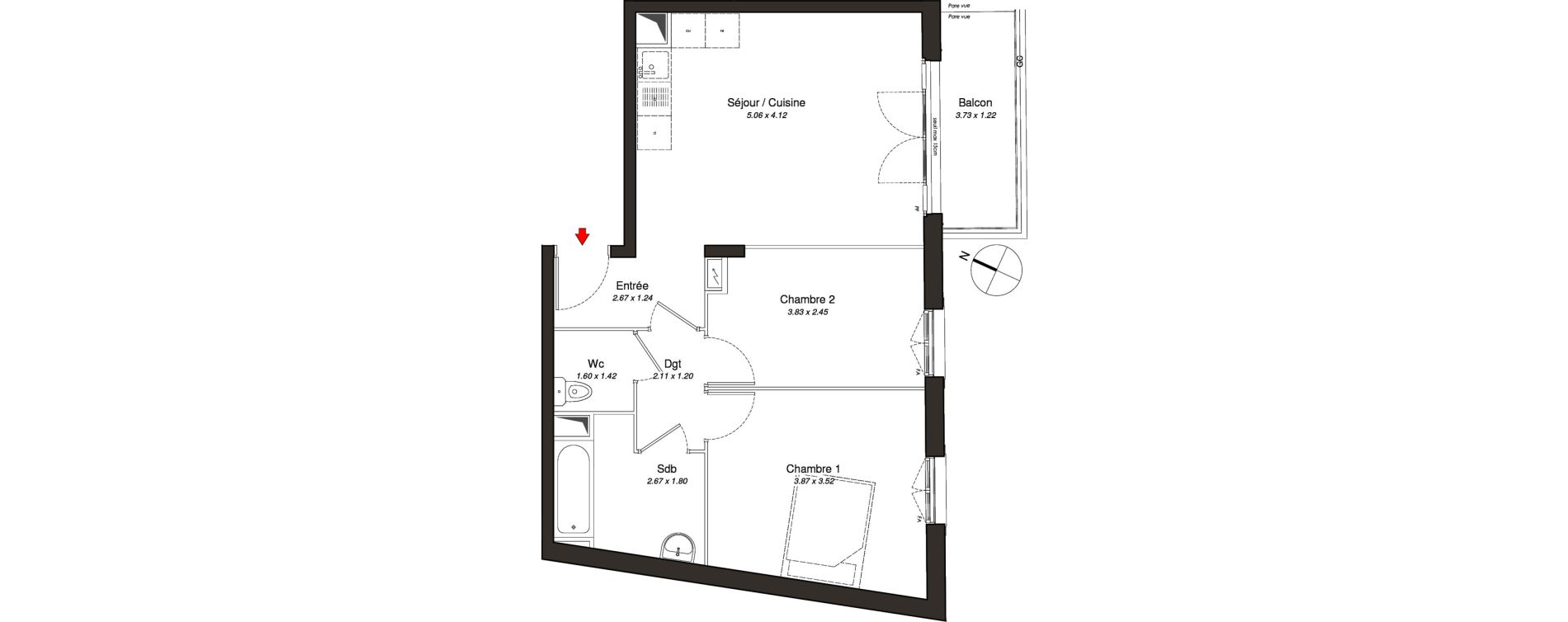 Appartement T3 de 56,15 m2 au Blanc-Mesnil Centre