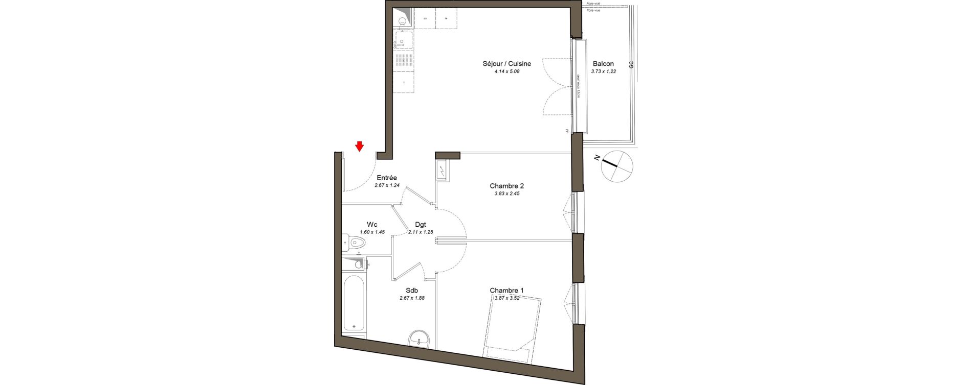 Appartement T3 de 56,37 m2 au Blanc-Mesnil Centre