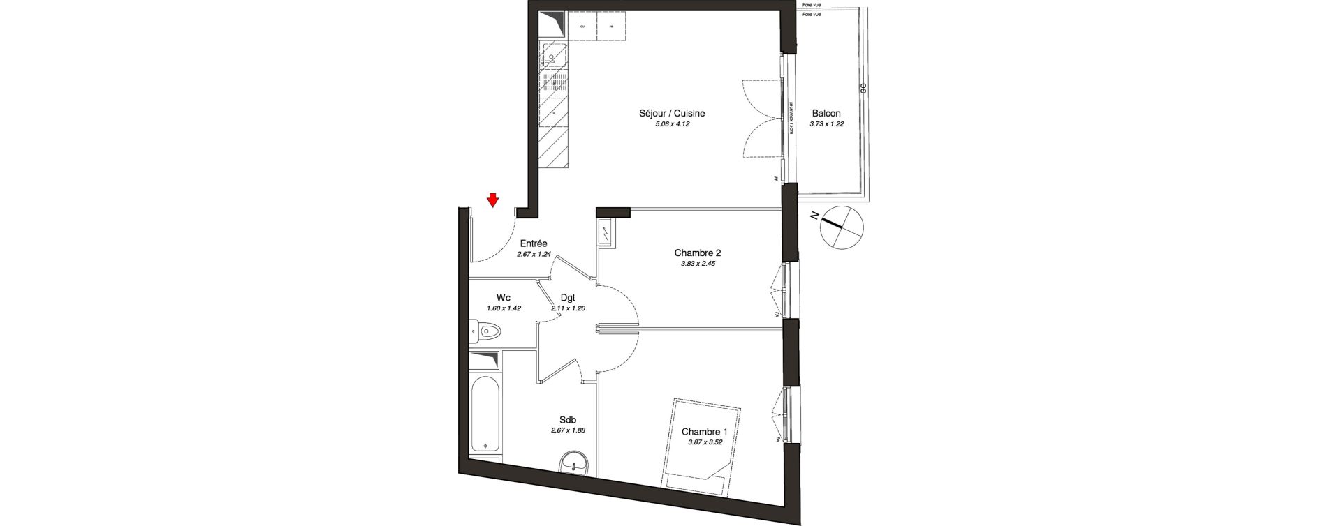 Appartement T3 de 56,15 m2 au Blanc-Mesnil Centre