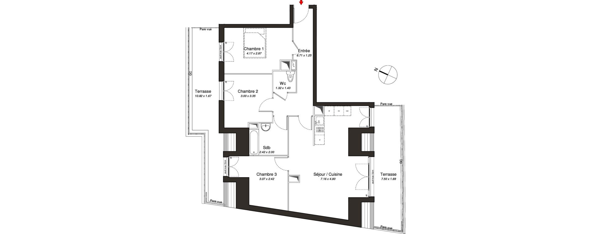 Appartement T4 de 75,23 m2 au Blanc-Mesnil Centre