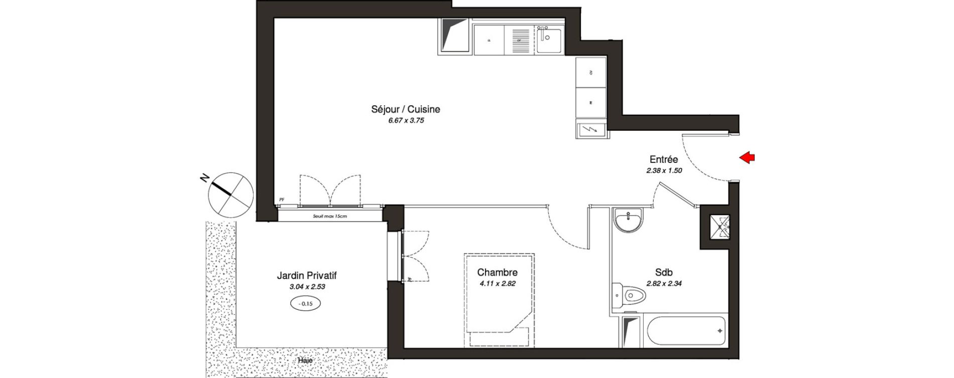 Appartement T2 de 44,42 m2 au Blanc-Mesnil Centre