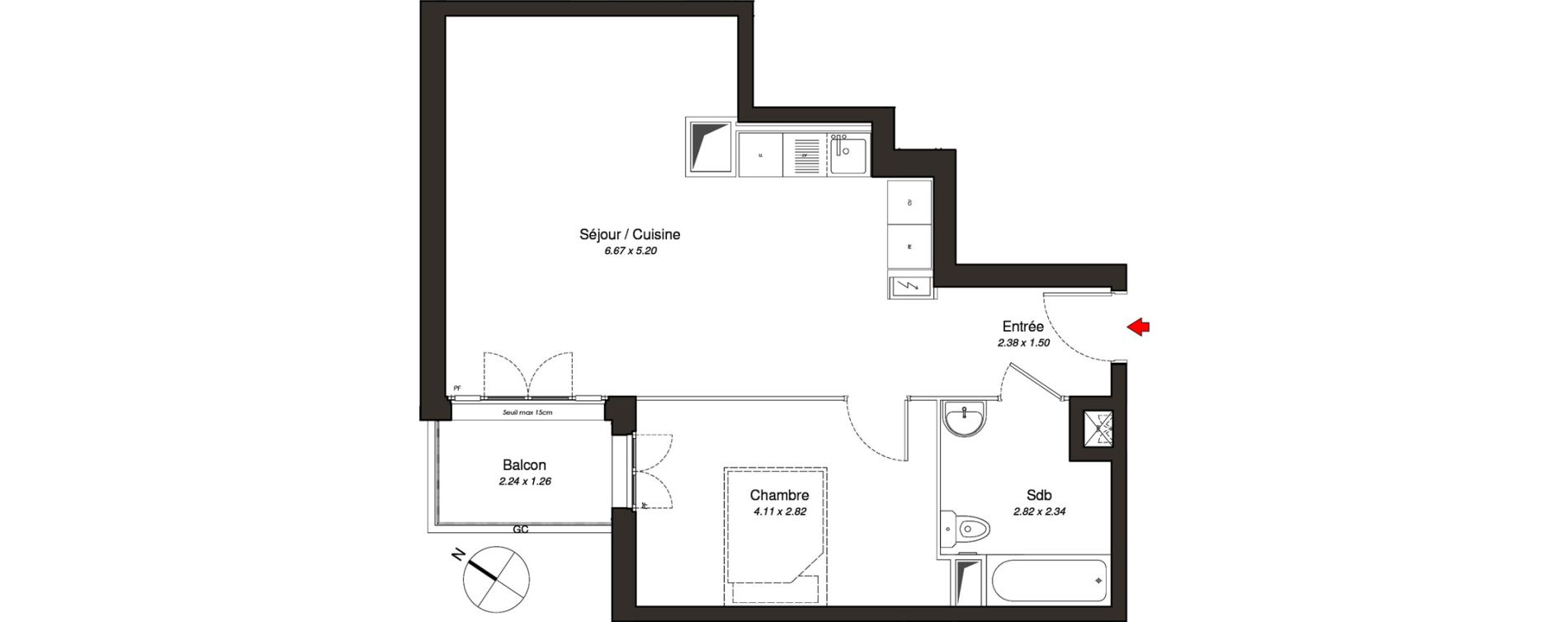 Appartement T2 de 50,17 m2 au Blanc-Mesnil Centre
