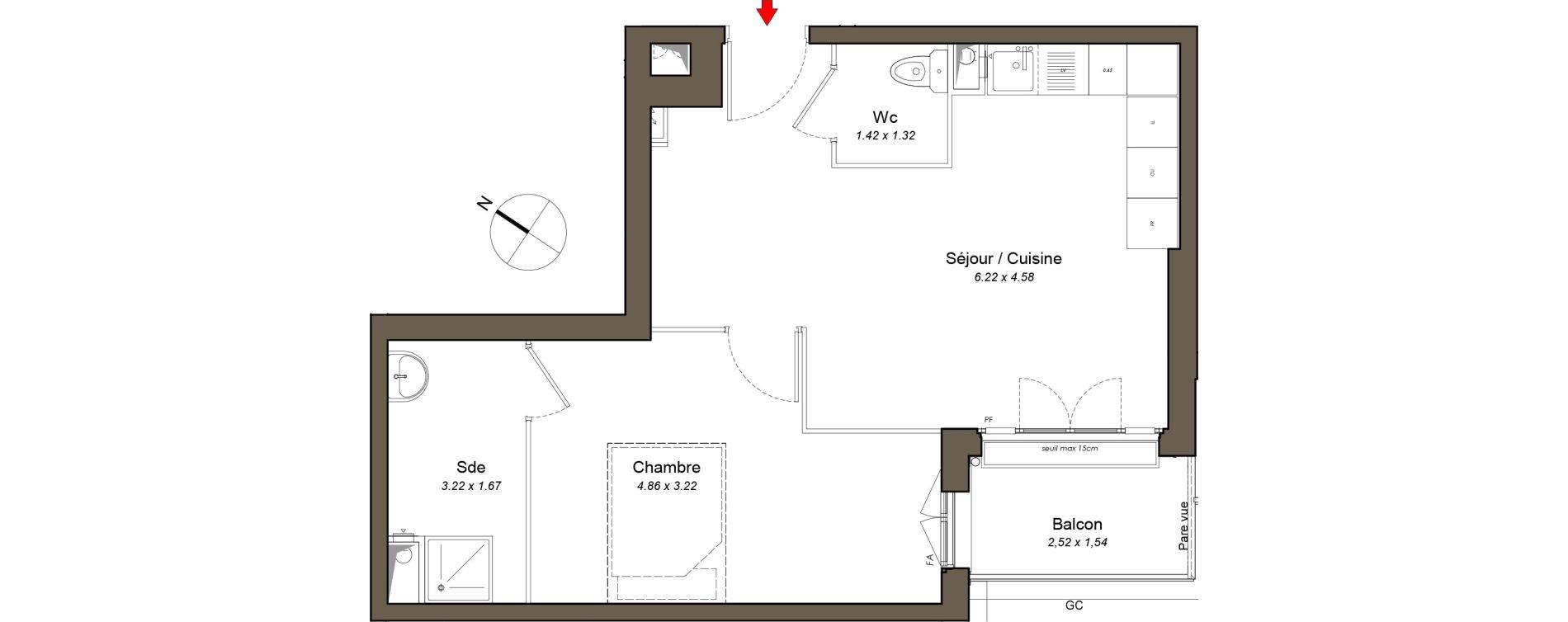 Appartement T2 de 44,05 m2 au Blanc-Mesnil Centre