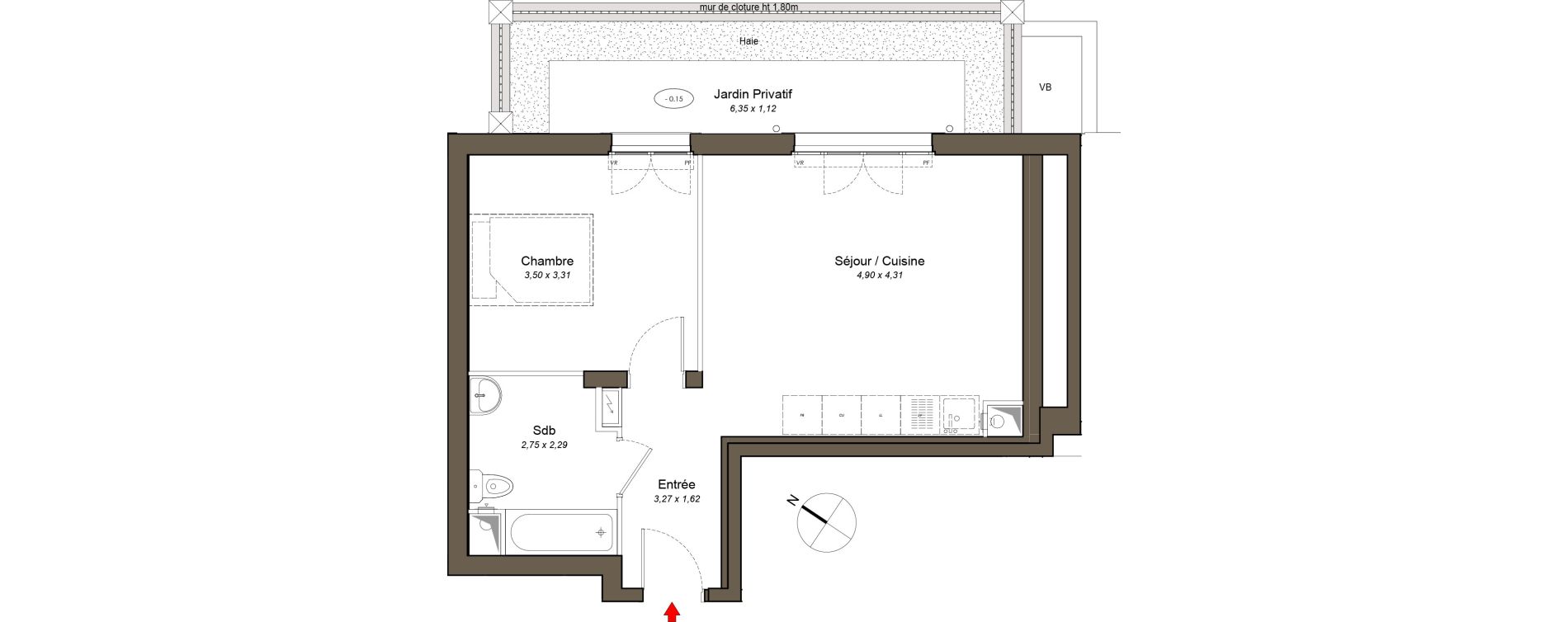Appartement T2 de 46,17 m2 au Blanc-Mesnil Centre