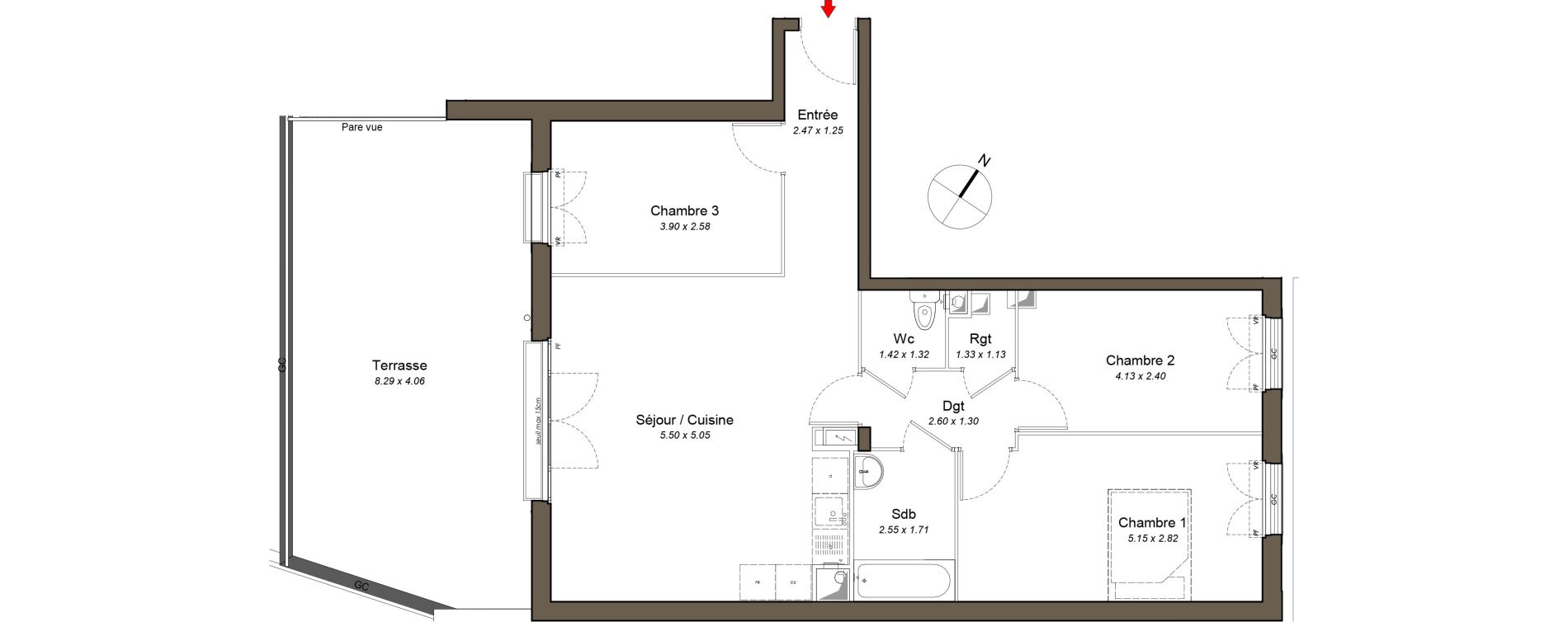 Appartement T4 de 77,58 m2 au Blanc-Mesnil Centre