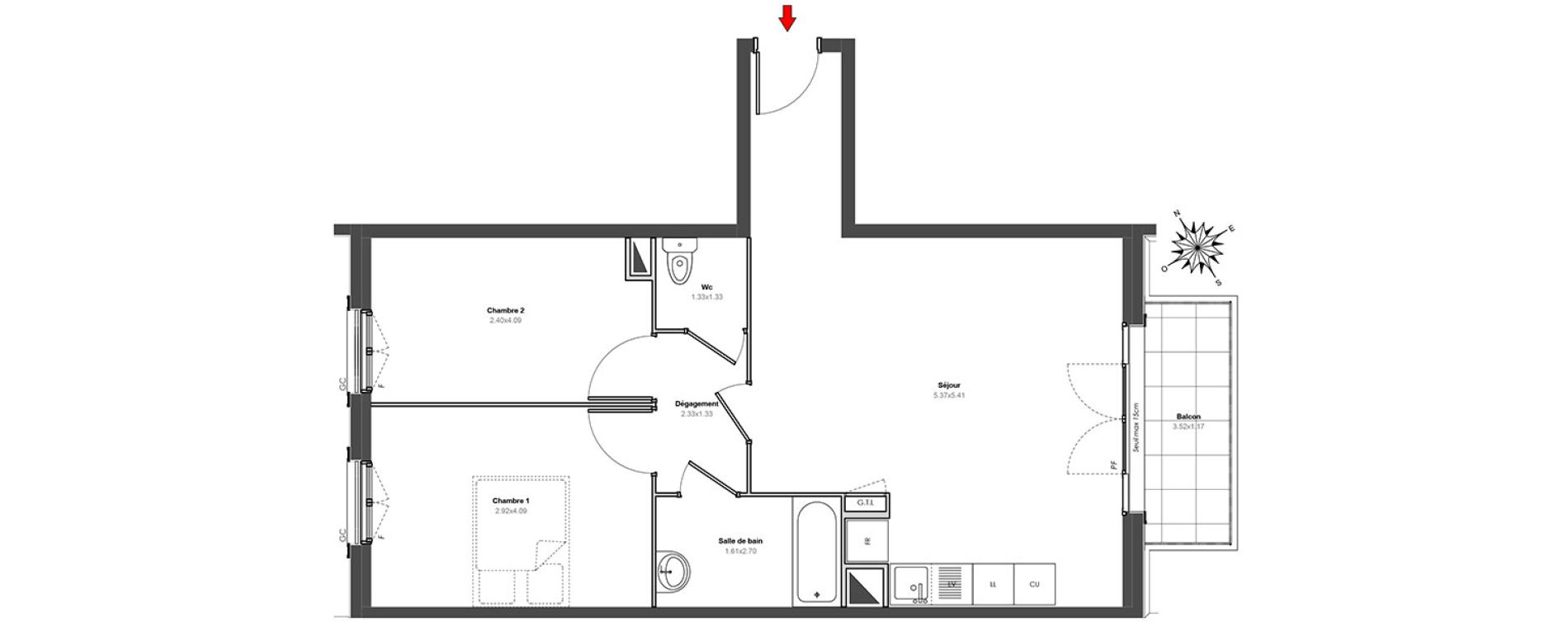Appartement T3 de 60,45 m2 au Blanc-Mesnil Centre