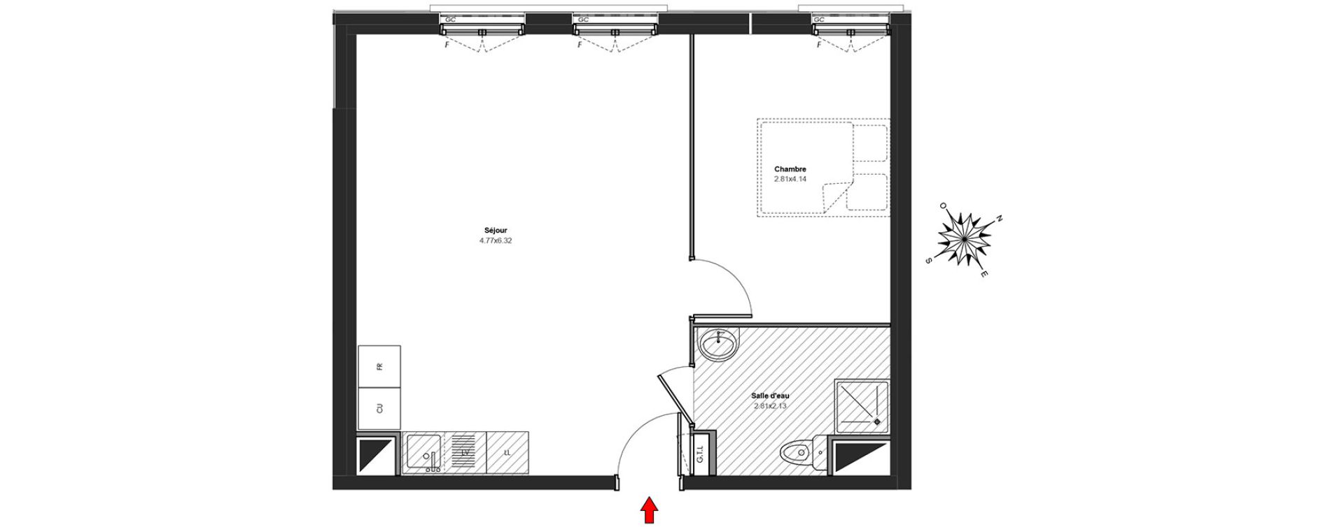 Appartement T2 de 46,67 m2 au Blanc-Mesnil Centre
