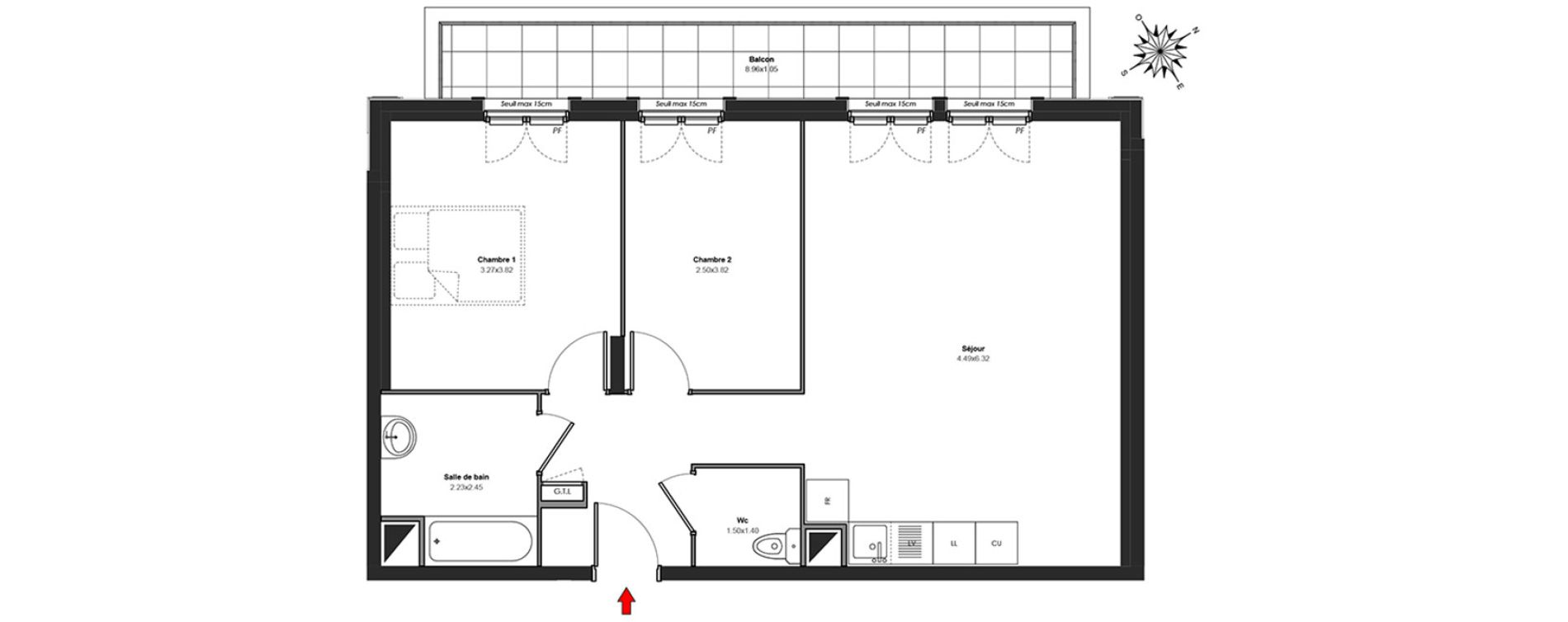 Appartement T3 de 63,64 m2 au Blanc-Mesnil Centre