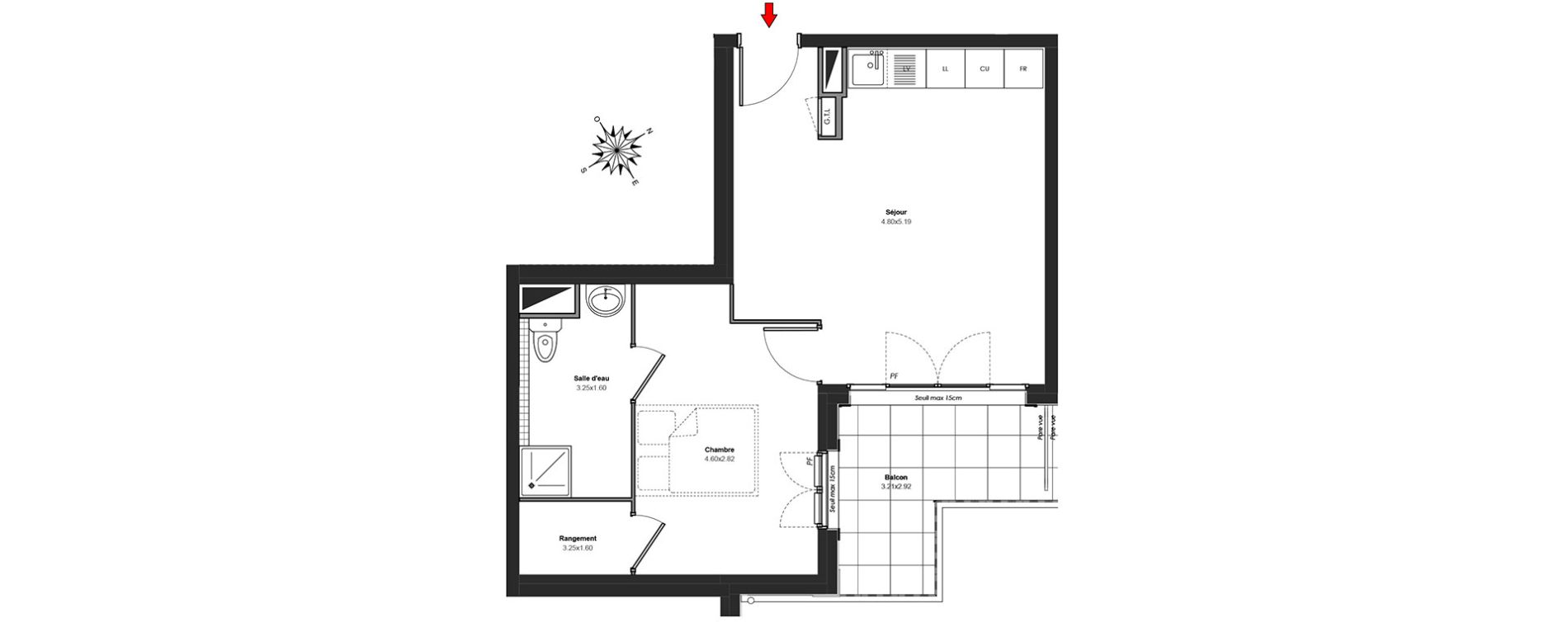 Appartement T2 de 41,95 m2 au Blanc-Mesnil Centre
