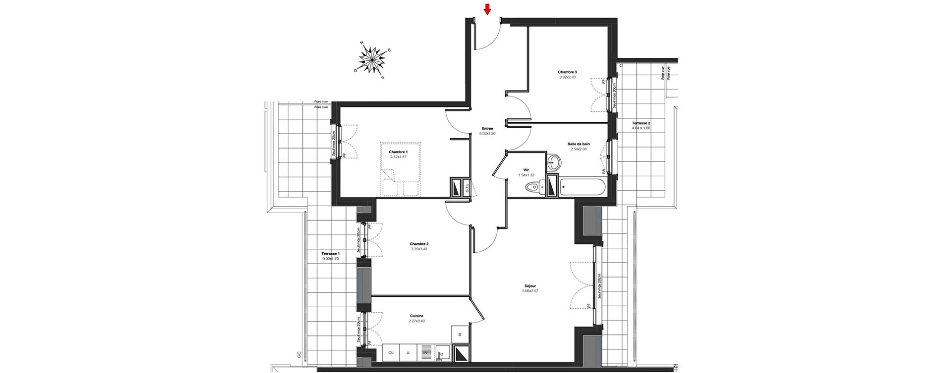 Appartement T4 de 81,36 m2 au Blanc-Mesnil Centre
