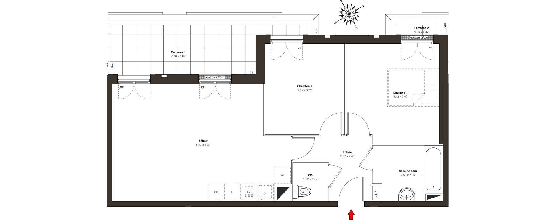 Appartement T3 de 59,55 m2 au Blanc-Mesnil Centre