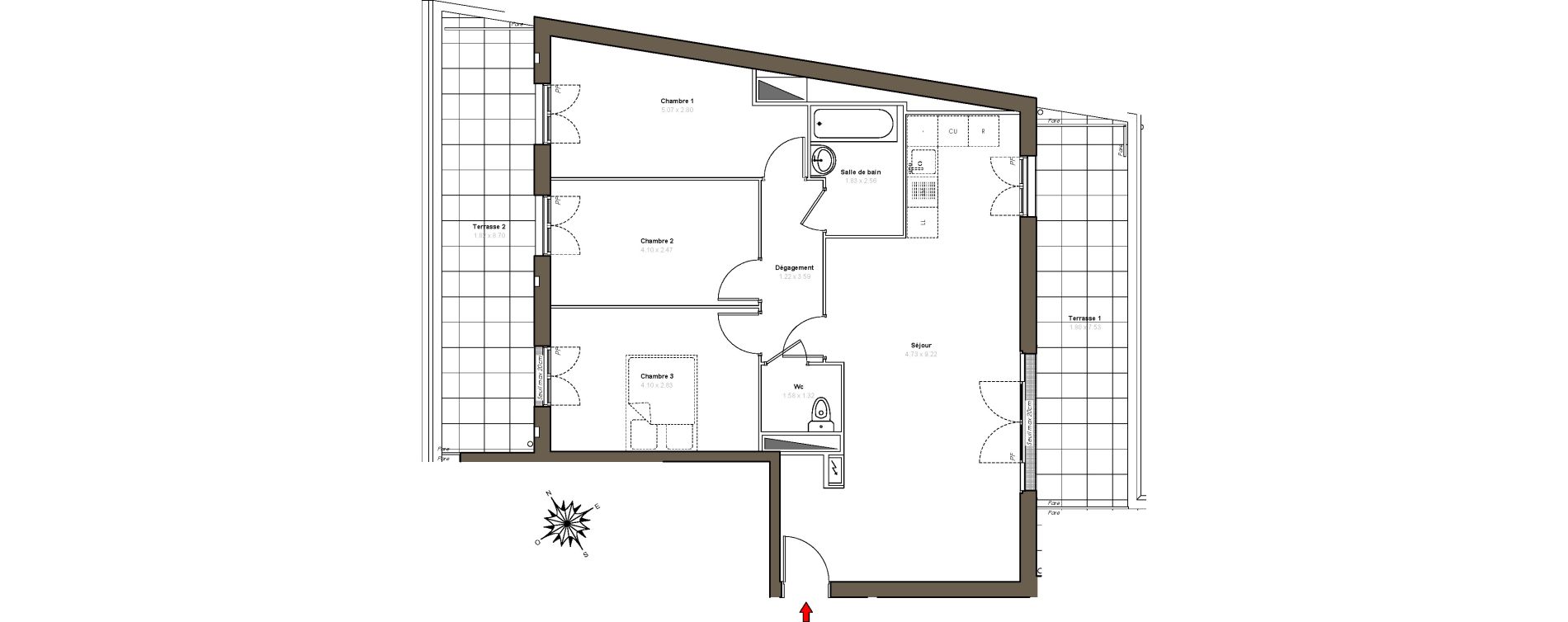 Appartement T4 de 76,72 m2 au Blanc-Mesnil Centre