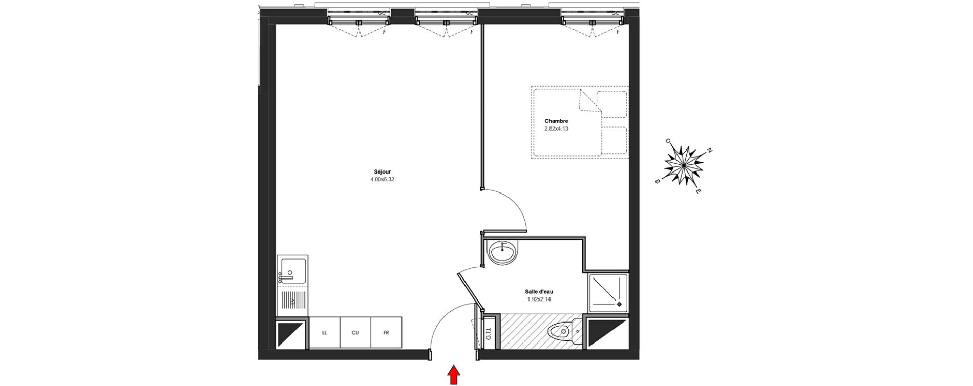 Appartement T2 de 41,65 m2 au Blanc-Mesnil Centre