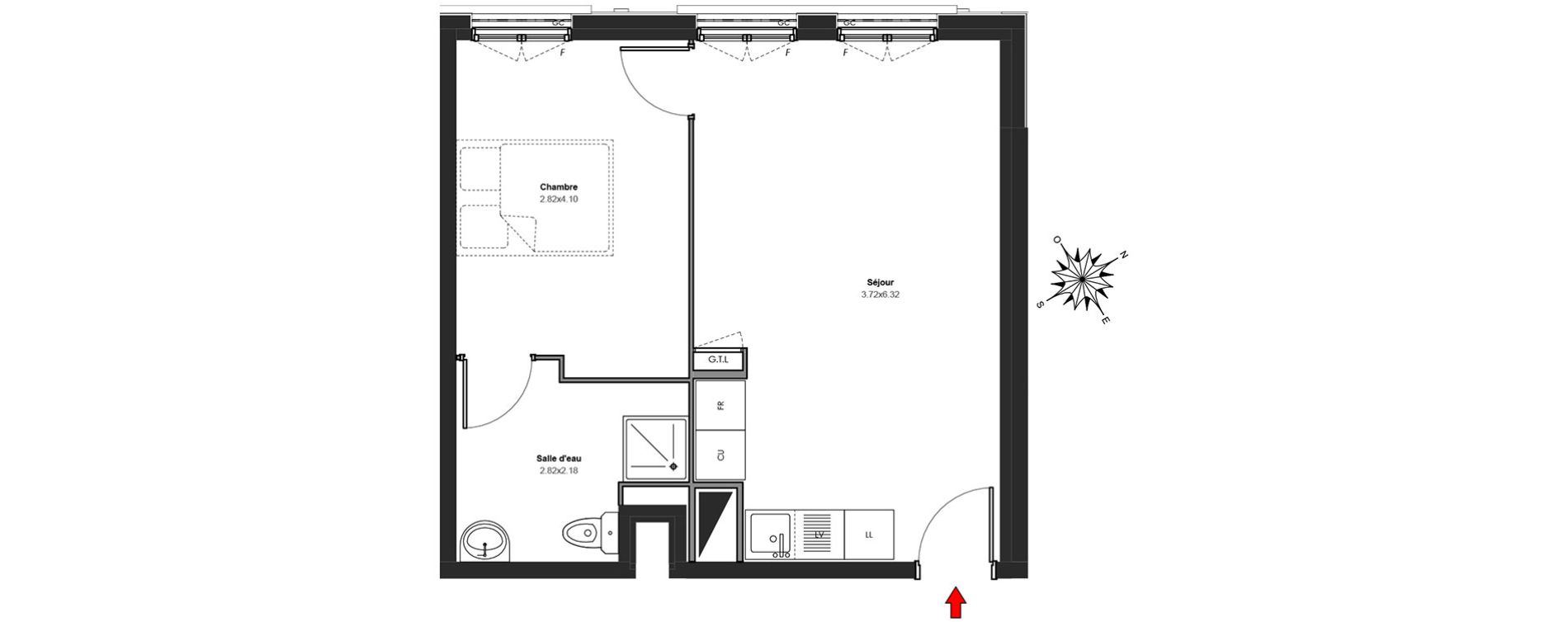 Appartement T2 de 39,50 m2 au Blanc-Mesnil Centre
