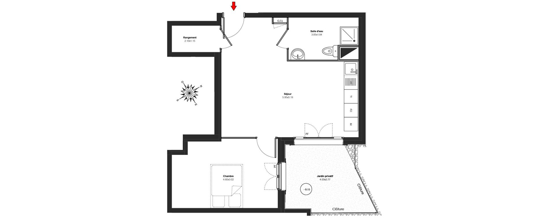 Appartement T2 de 45,54 m2 au Blanc-Mesnil Centre