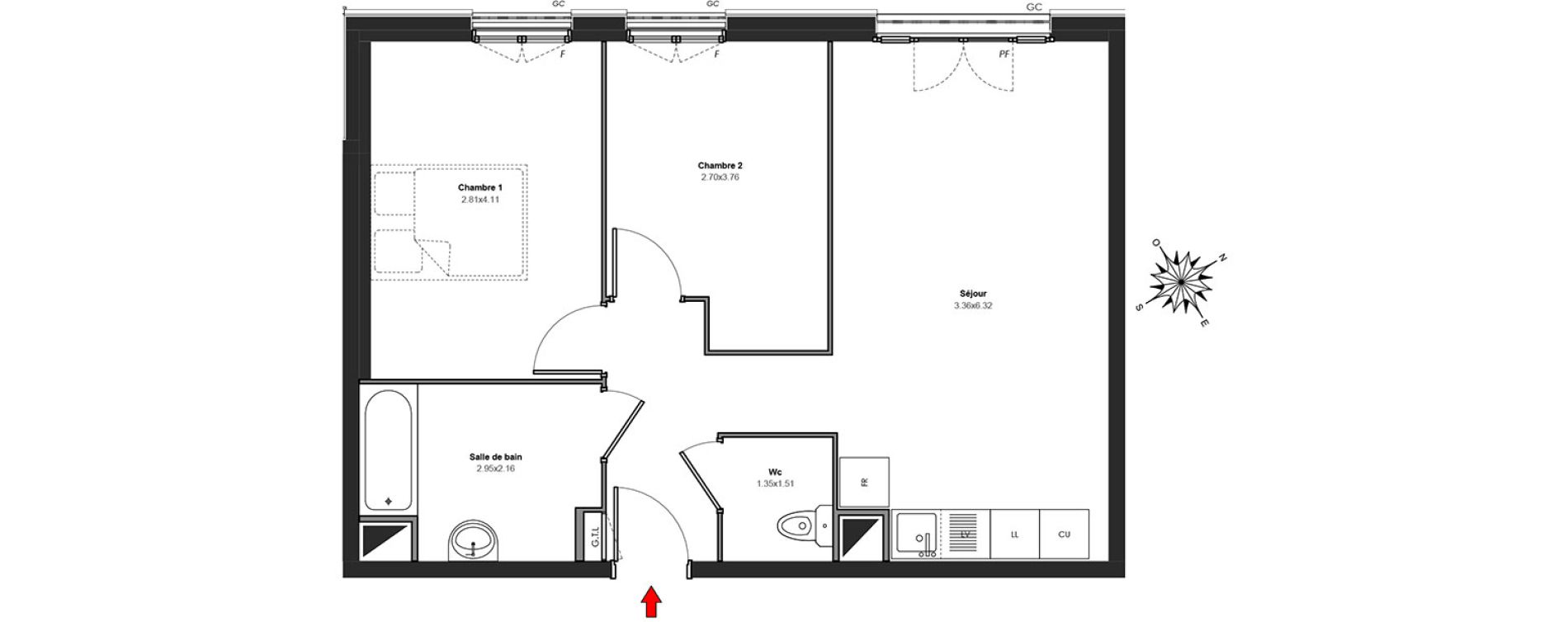 Appartement T3 de 54,95 m2 au Blanc-Mesnil Centre