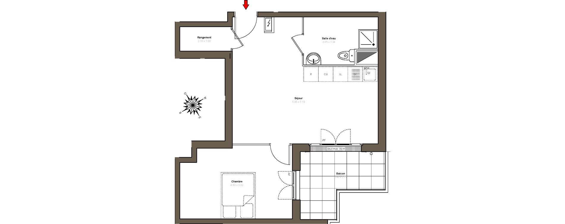 Appartement T2 de 45,08 m2 au Blanc-Mesnil Centre