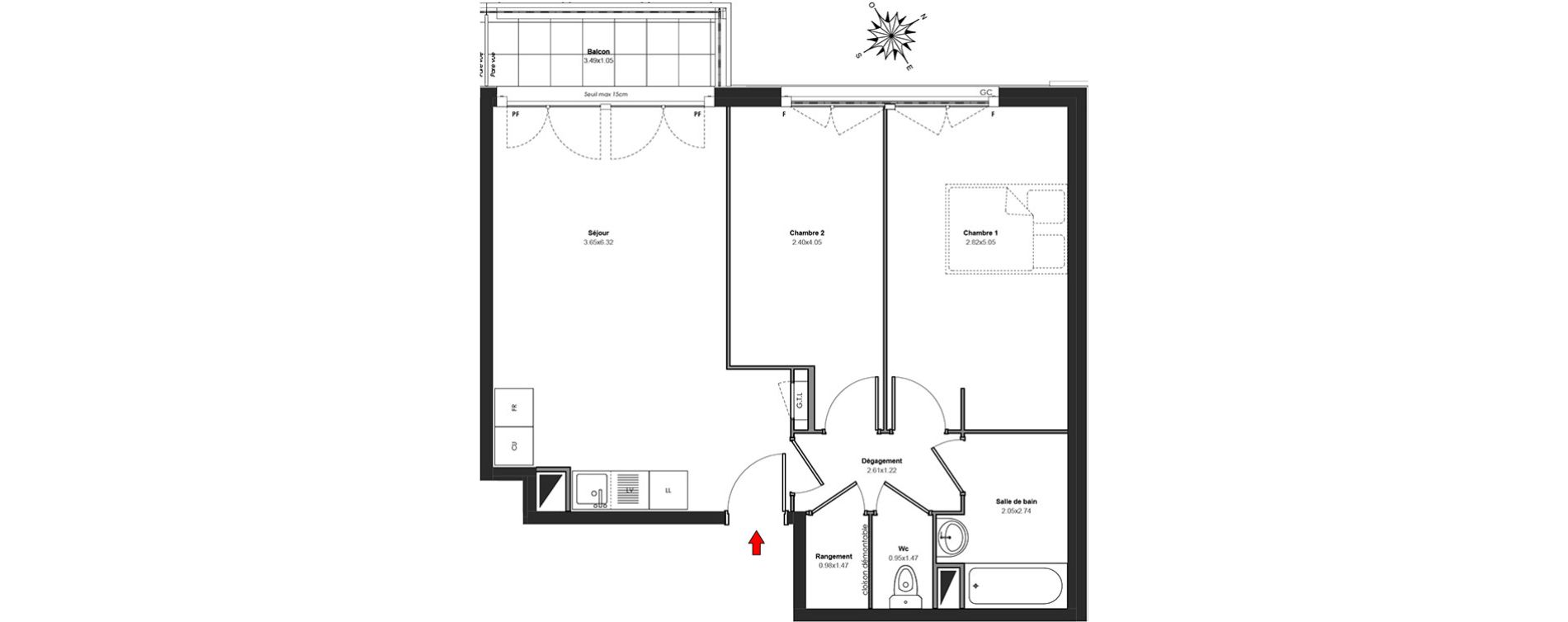 Appartement T3 de 60,23 m2 au Blanc-Mesnil Centre