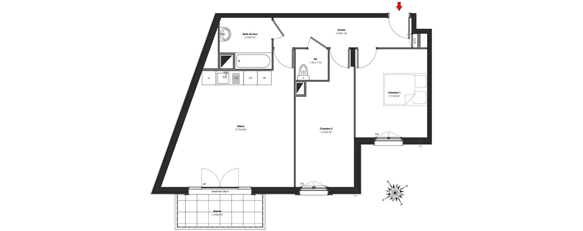 Appartement T3 de 64,54 m2 au Blanc-Mesnil Centre