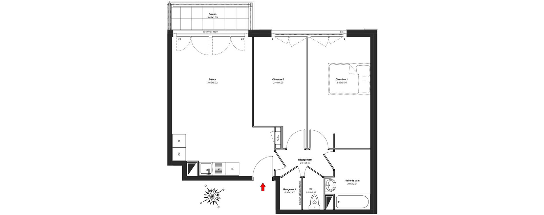 Appartement T3 de 60,23 m2 au Blanc-Mesnil Centre