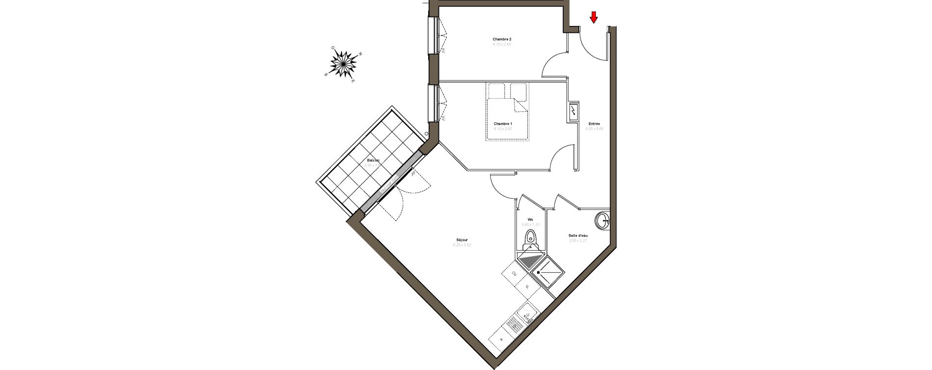 Appartement T3 de 58,00 m2 au Blanc-Mesnil Centre