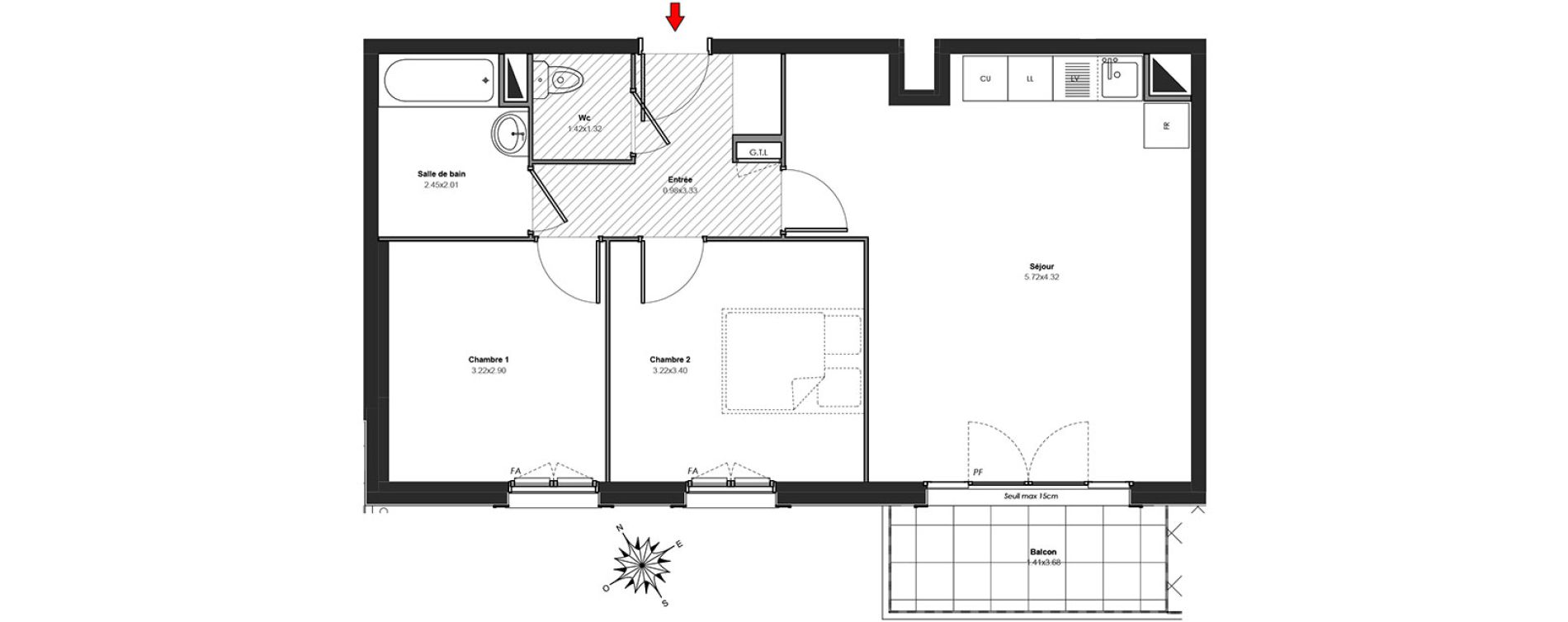 Appartement T3 de 59,18 m2 au Blanc-Mesnil Centre