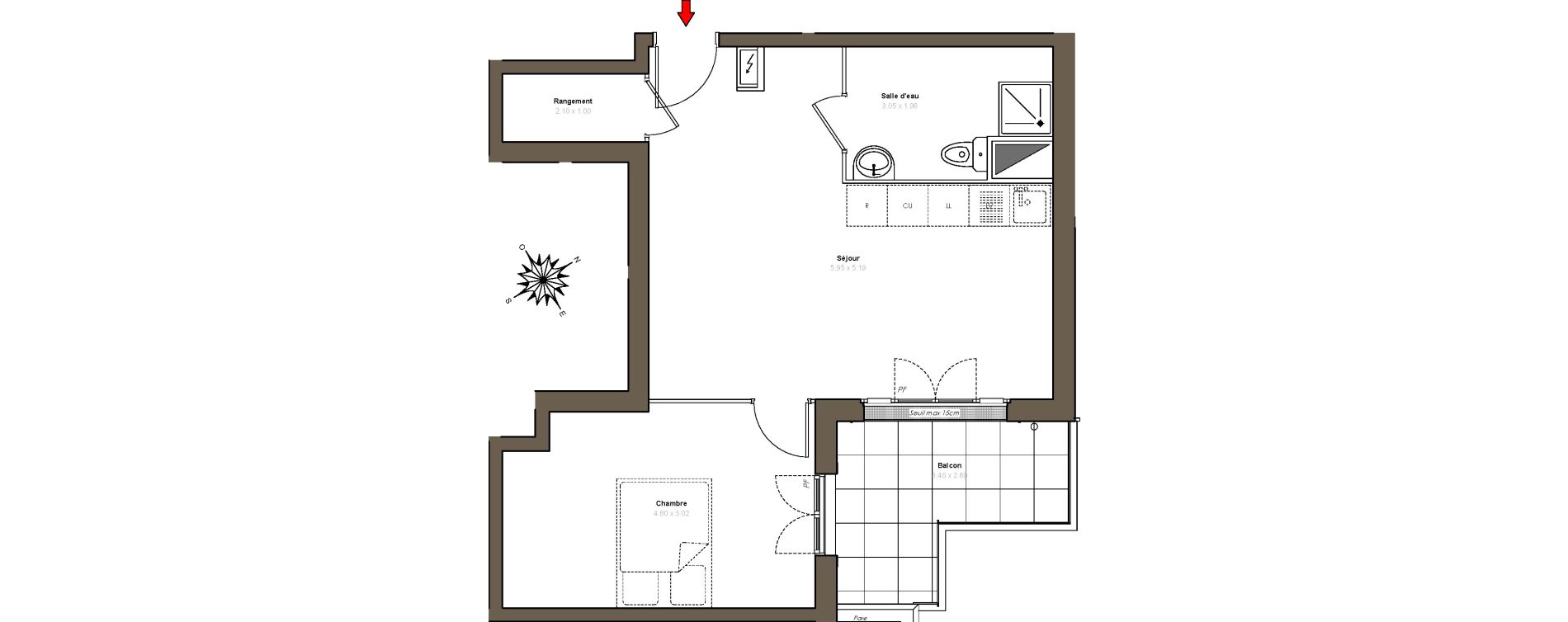 Appartement T2 de 45,09 m2 au Blanc-Mesnil Centre