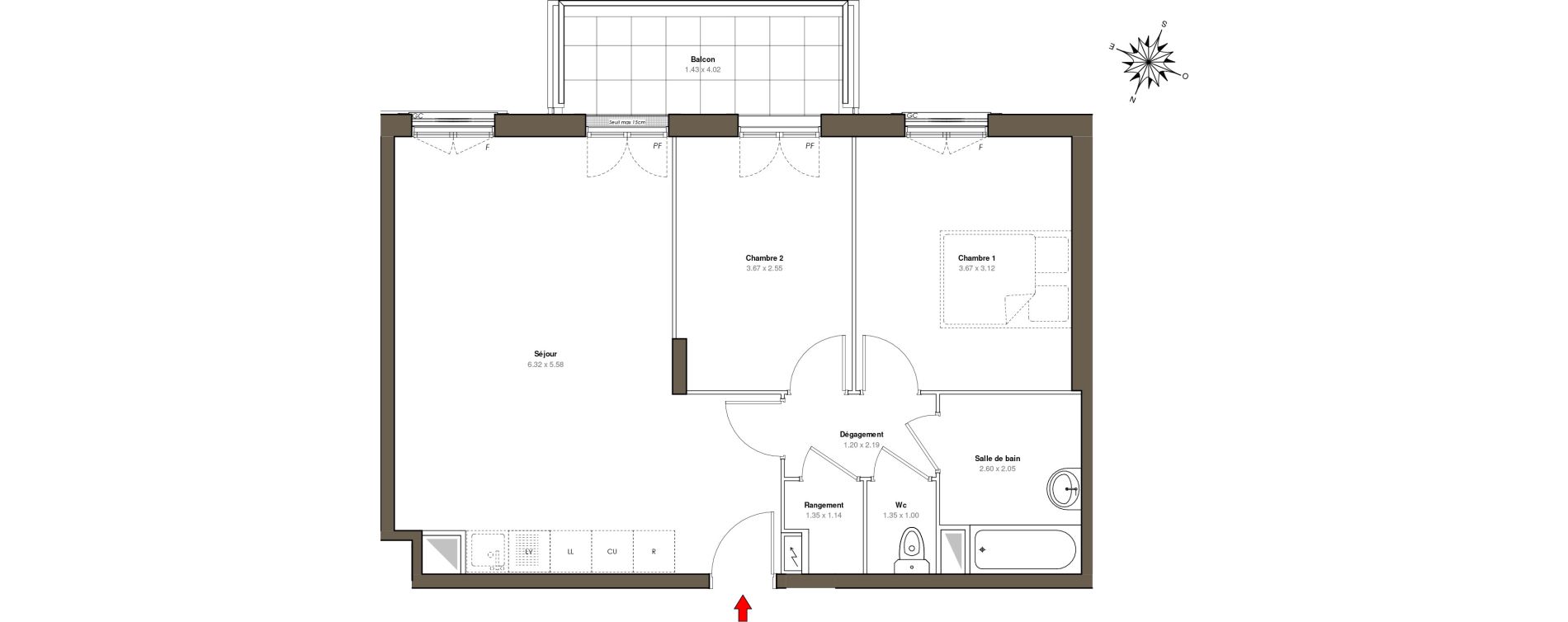 Appartement T3 de 59,98 m2 au Blanc-Mesnil Centre