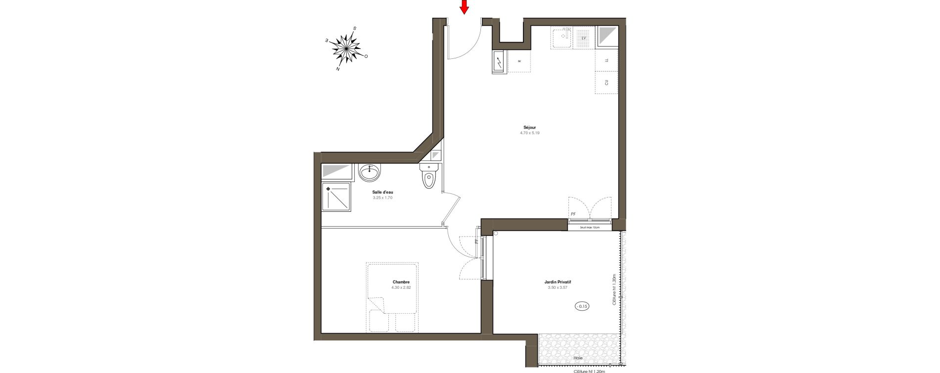 Appartement T2 de 40,47 m2 au Blanc-Mesnil Centre